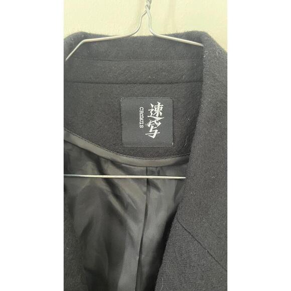 CROQUIS BLACK BOILED WOOL 1 BUTTON BLAZER - Picture 3 of 9